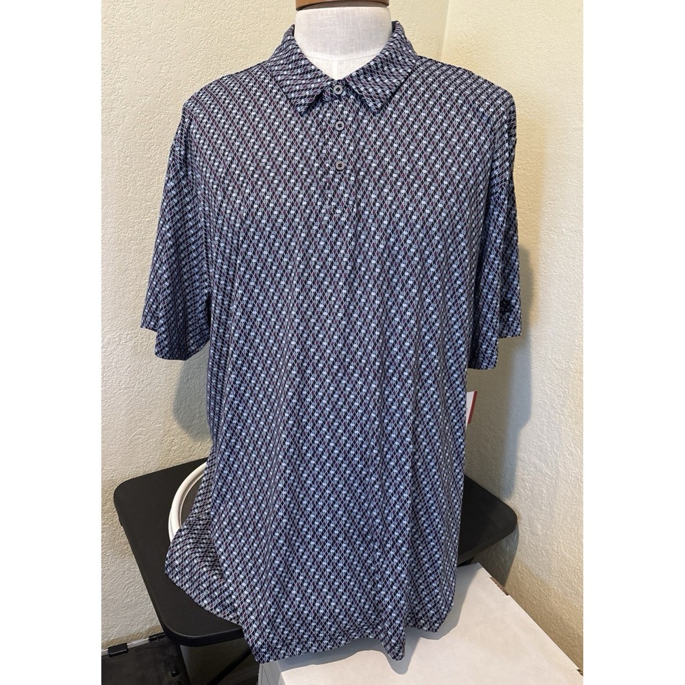 Ben‎ Hogan Polo Golf Shirt Mens XXL Performance Stretch Fabric UPF 15 Geo Print